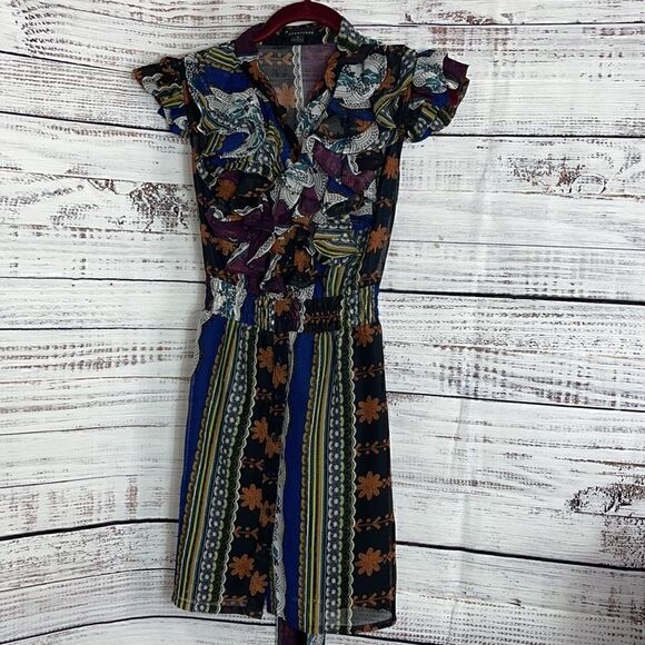 Twenty one Dress Womens size Small chiffon floral mini Ruffle Cap Sleeve - Picture 3 of 12